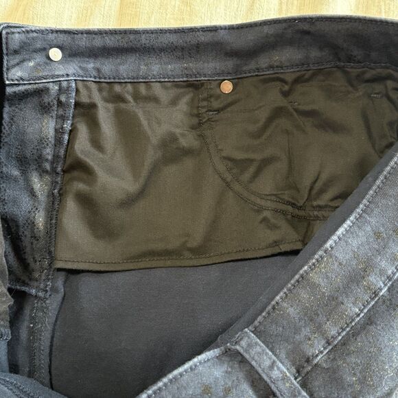 CHICO'S Women's size 3R  16R Dark Wash Denim Black SNAKE SKIN Print Stretch - Picture 10 of 16